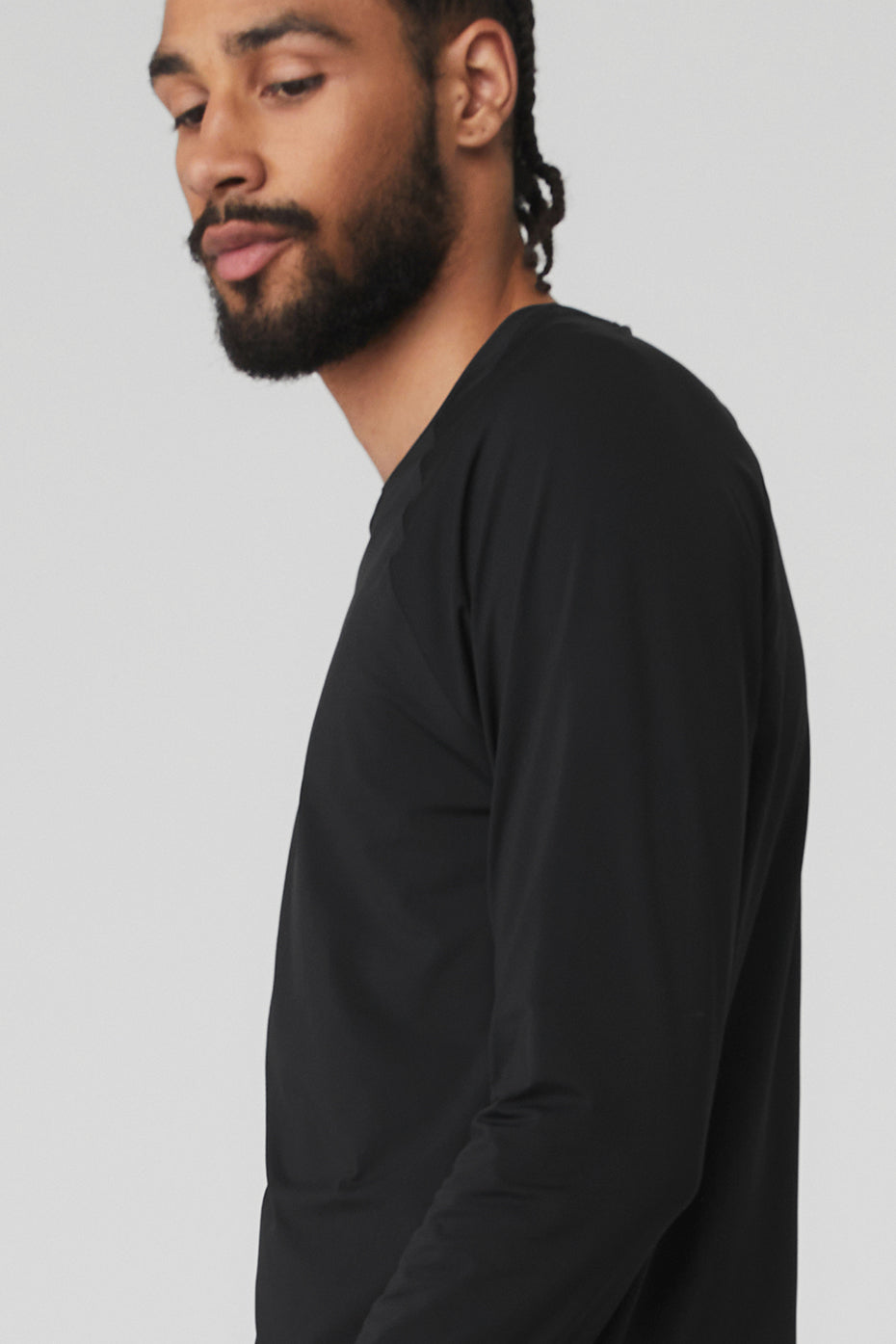 Black Men's Alo Yoga Idol Performance Tee Long Sleeve | ZFC-431682