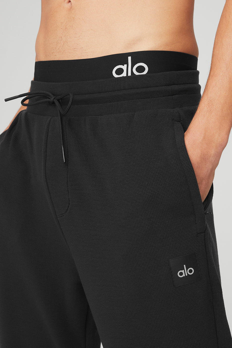 Black Men's Alo Yoga Micro Waffle Fast Break Sweatpants | ECR-810634