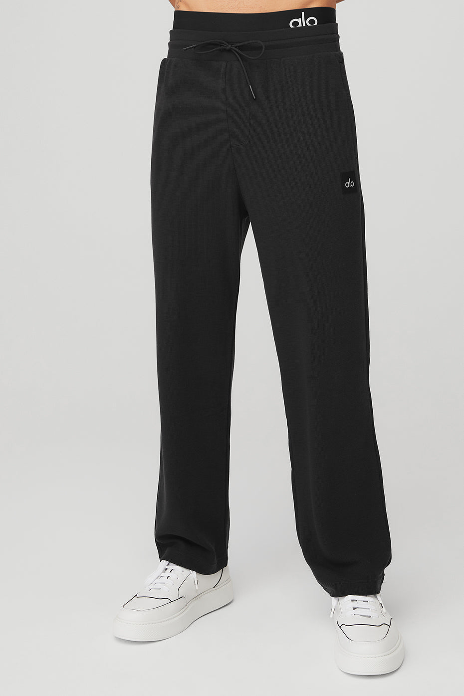 Black Men\'s Alo Yoga Micro Waffle Fast Break Sweatpants | ECR-810634