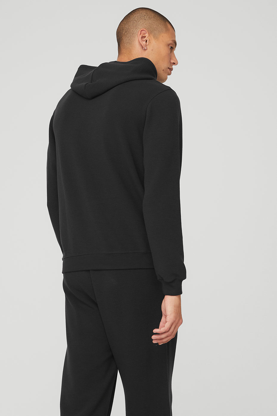 Black Men's Alo Yoga Micro Waffle Fast Break Hoodie | TGA-407326