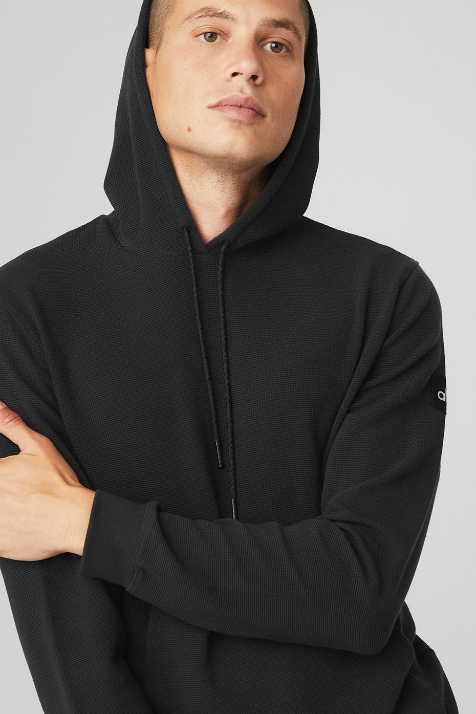 Black Men's Alo Yoga Micro Waffle Fast Break Hoodie | TGA-407326