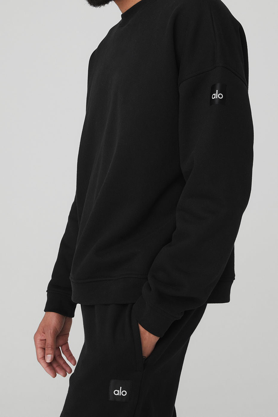 Black Men's Alo Yoga Renown Heavy Weight Crew Neck Pullover Sweatshirts | RLS-721460