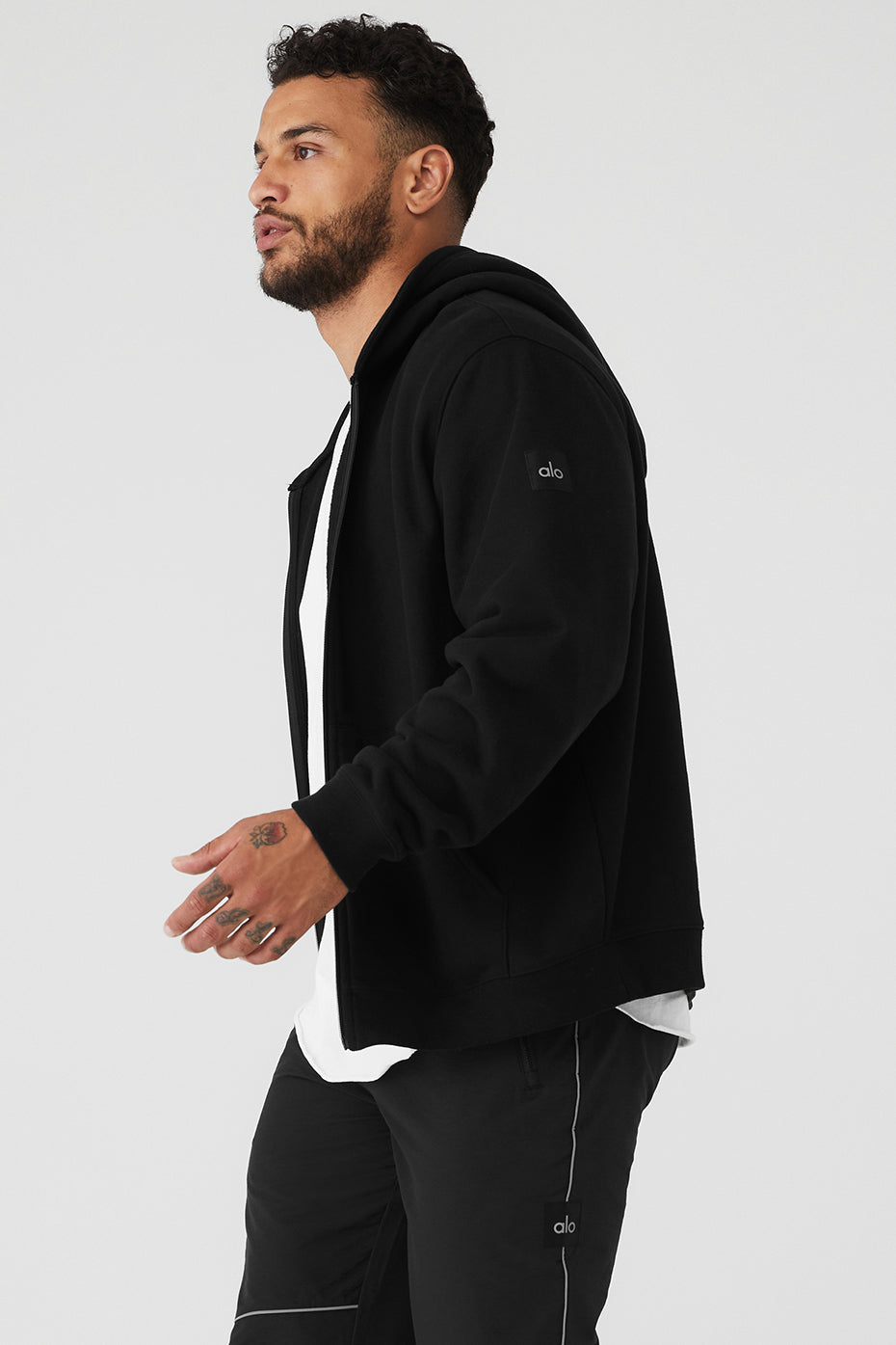 Black Men's Alo Yoga Renown Heavy Weight Full Zip Hoodie | XKY-031974