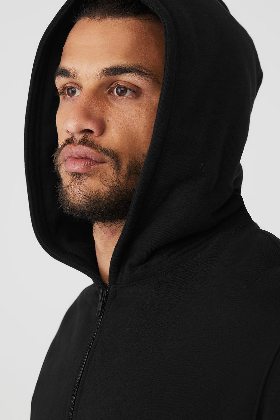 Black Men's Alo Yoga Renown Heavy Weight Full Zip Hoodie | XKY-031974