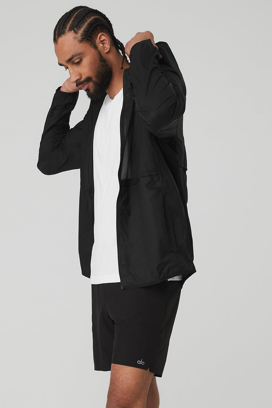 Black Men's Alo Yoga Repeat Running Jackets | ILS-942130