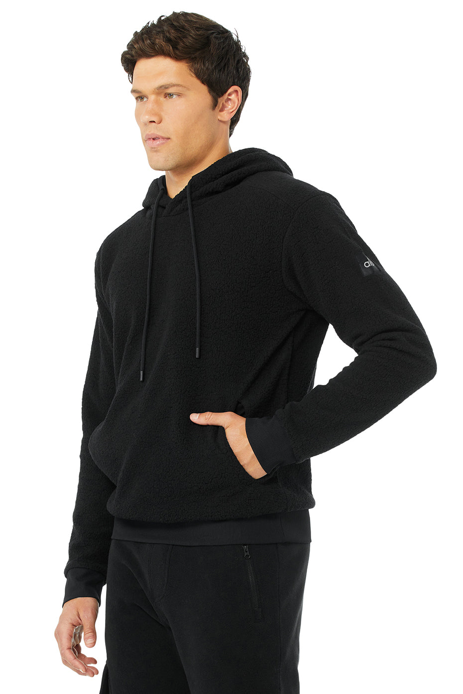 Black Men's Alo Yoga Sherpa Hoodie | TKS-634087