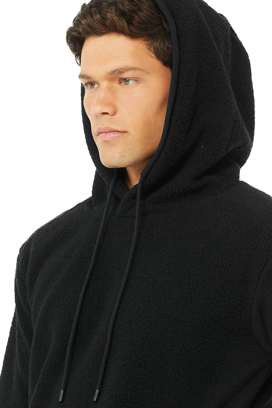 Black Men's Alo Yoga Sherpa Hoodie | TKS-634087