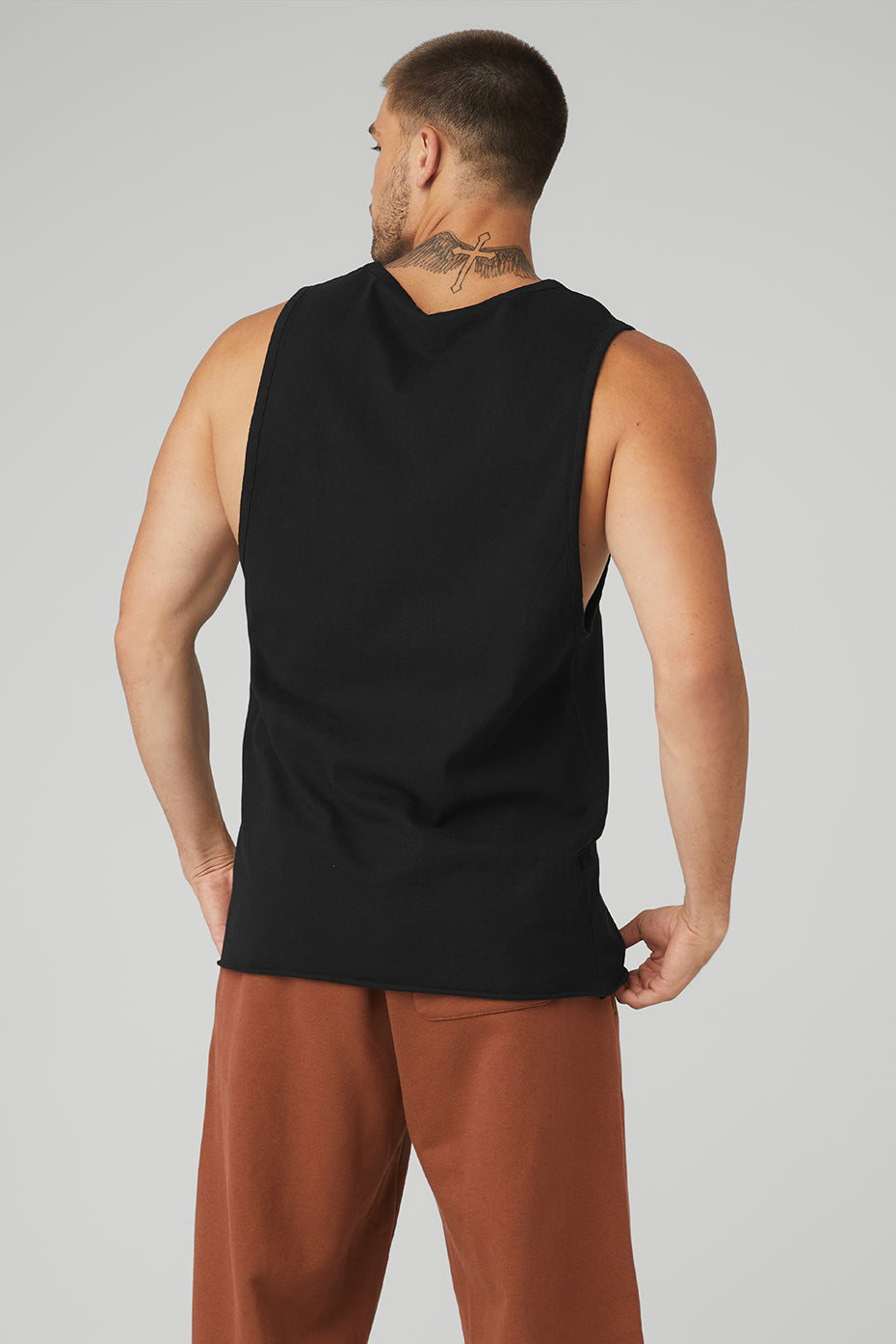 Black Men's Alo Yoga Society Tanks | GZK-562019