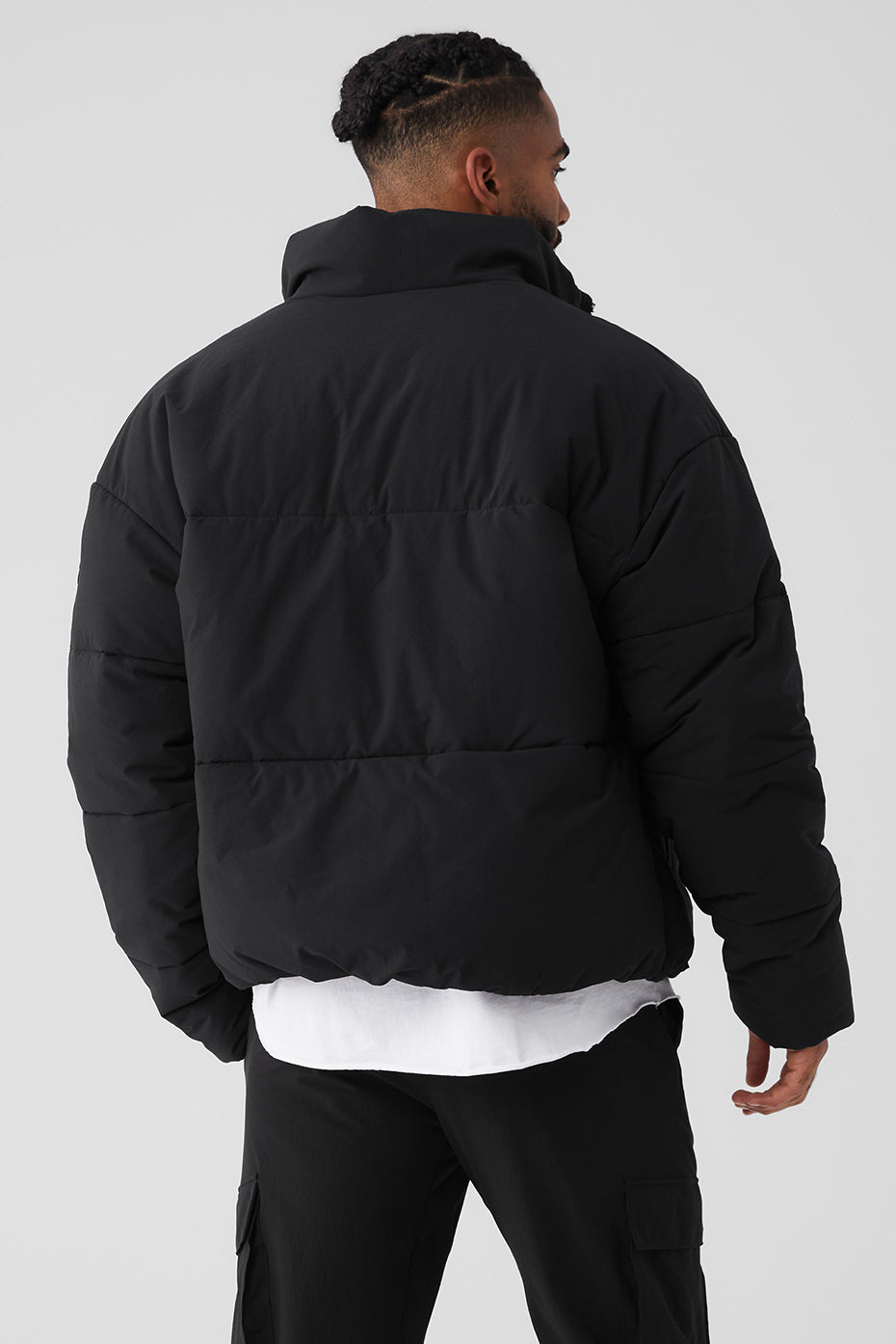 Black Men's Alo Yoga Stretch Woven Street Puffer Jackets | NLV-230596