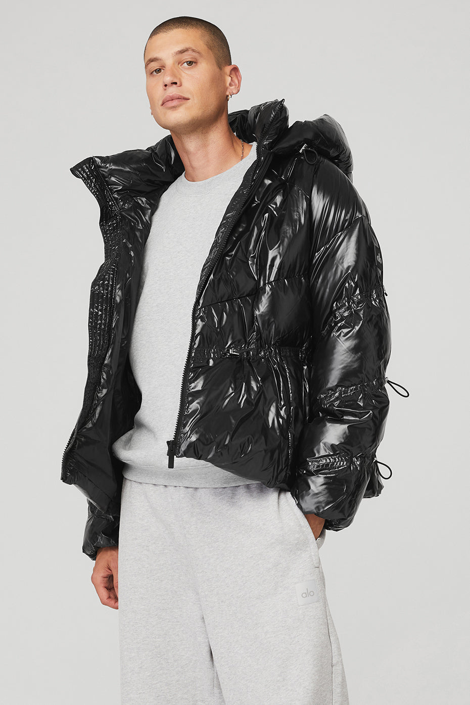 Black Men's Alo Yoga Stunner Puffer Jackets | VFU-382974