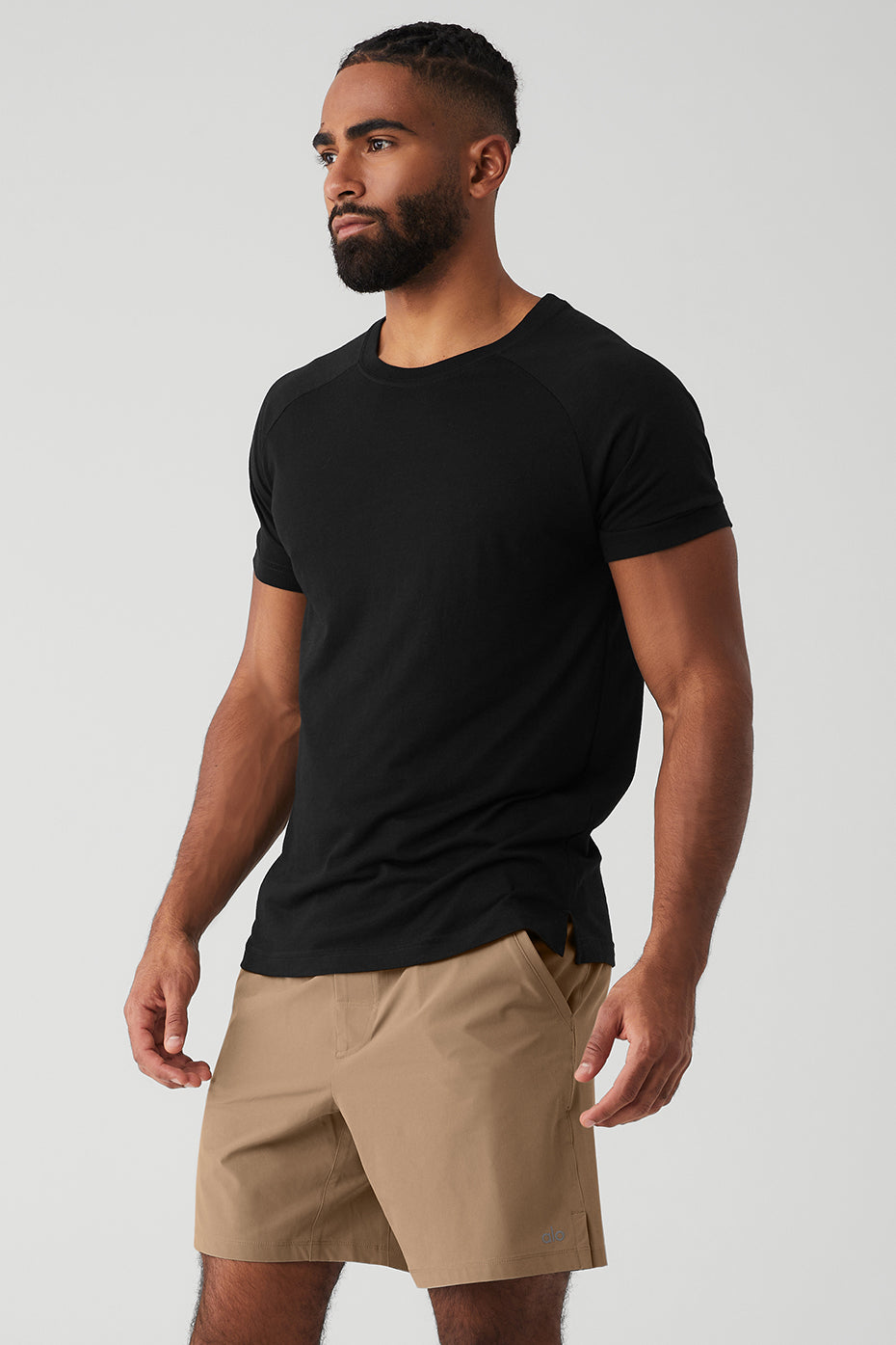 Black Men's Alo Yoga The Triumph Crew Neck Tee Short Sleeve | QPE-891047