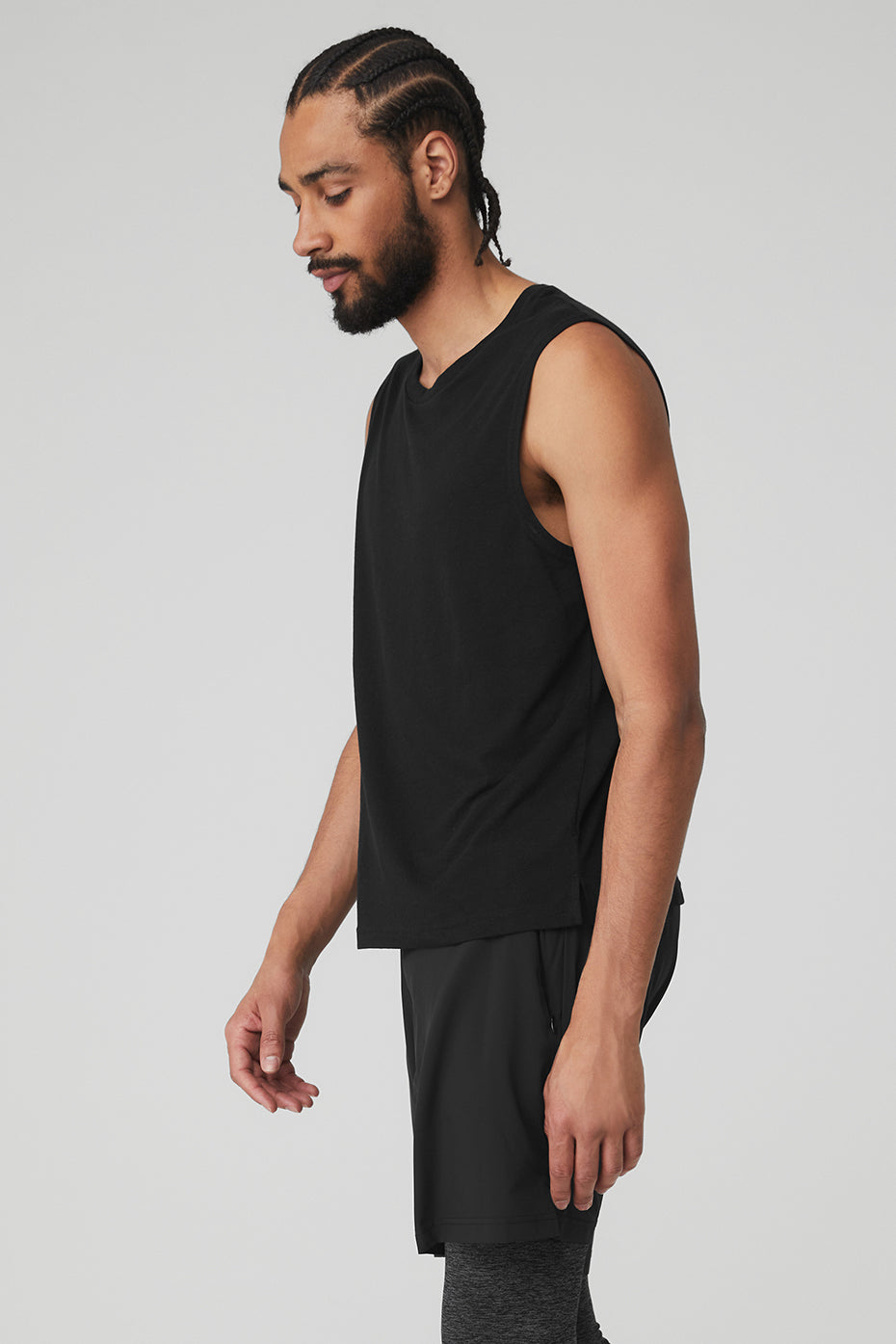 Black Men's Alo Yoga The Triumph Muscle Tanks | NDT-251749