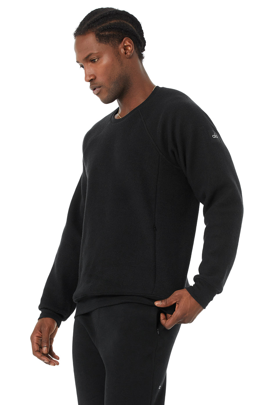 Black Men's Alo Yoga Triumph Crew Neck Sweatshirts | ZWG-523480