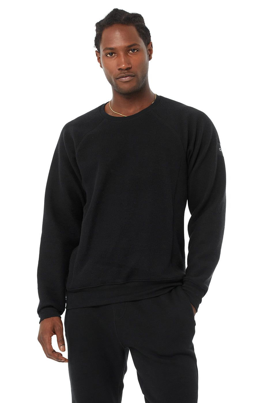 Black Men\'s Alo Yoga Triumph Crew Neck Sweatshirts | ZWG-523480