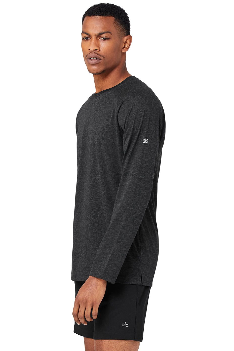 Black Men's Alo Yoga Triumph Tee Long Sleeve | HBY-796312