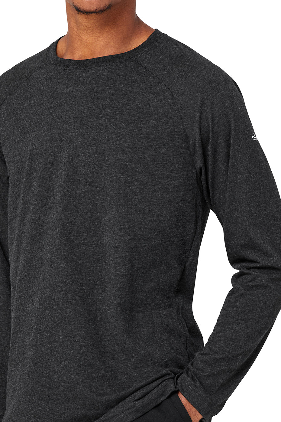 Black Men's Alo Yoga Triumph Tee Long Sleeve | HBY-796312