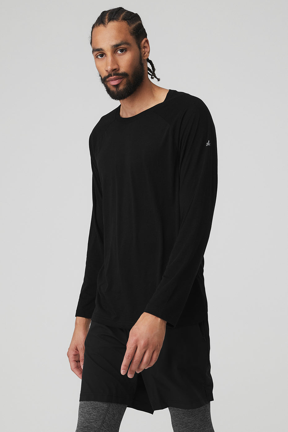 Black Men's Alo Yoga Triumph Tee Long Sleeve | UMK-819327