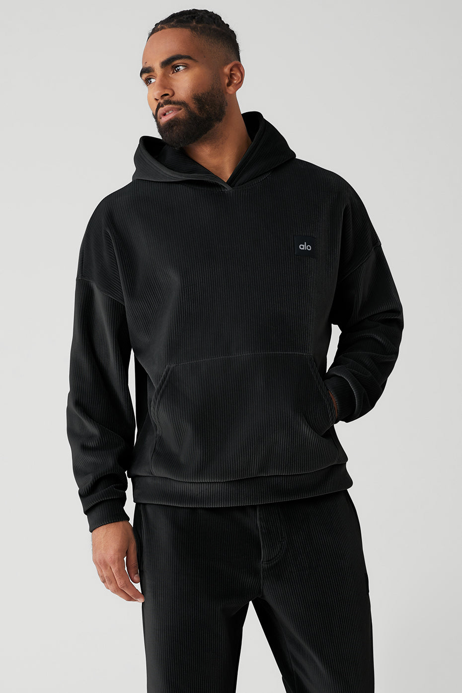 Black Men\'s Alo Yoga Velour Baller Hoodie | PIZ-036821