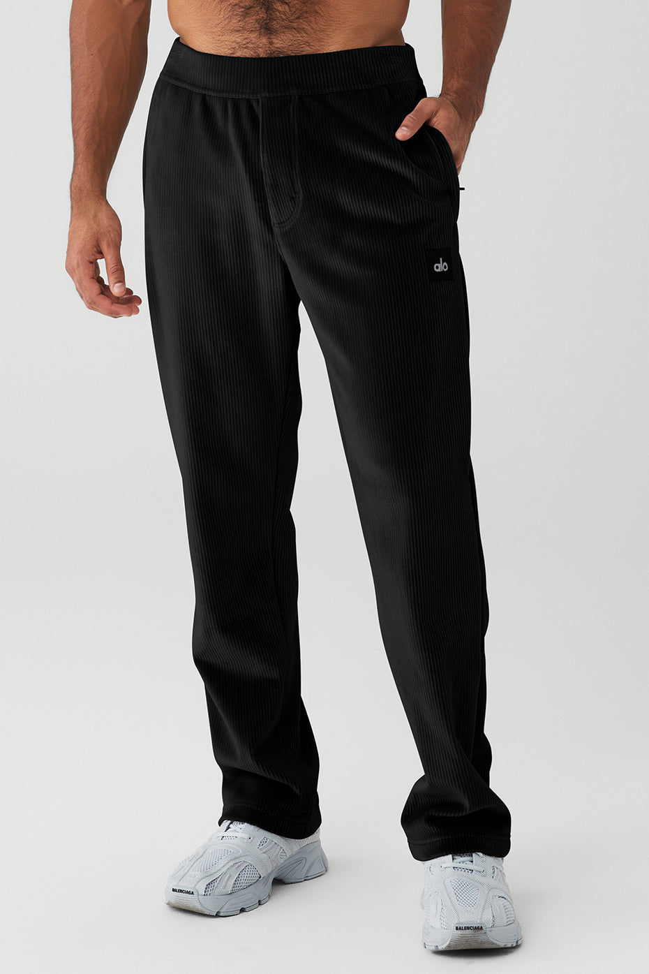 Black Men\'s Alo Yoga Velour Baller Pants | PXG-987104