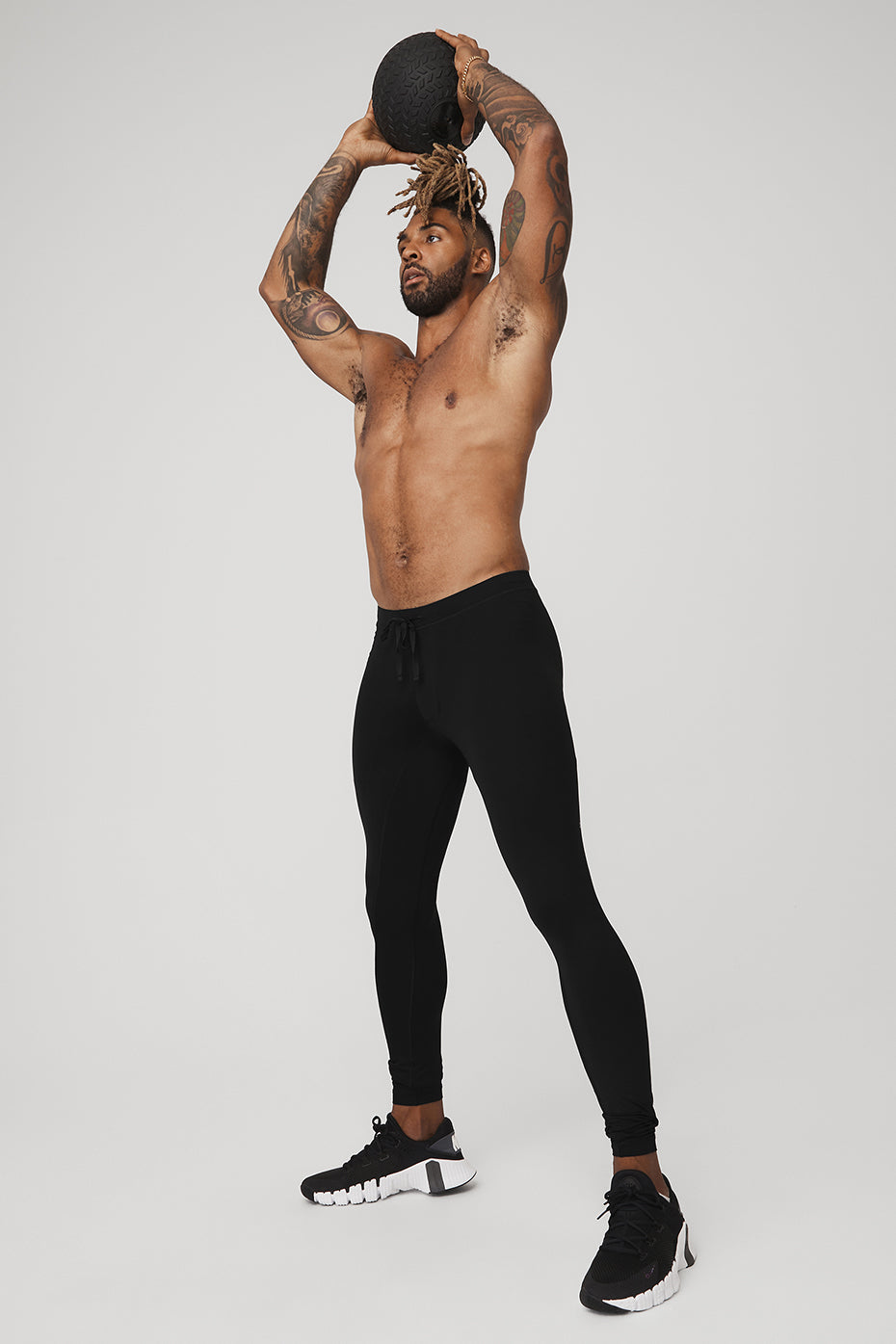 Black Men's Alo Yoga Warrior Compression Pants | SQI-230568