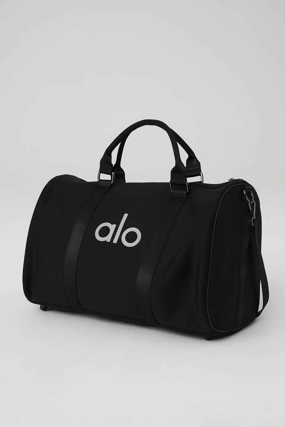 Black / Silver Unisex Alo Yoga Traverse Duffle Bags | XBA-931708