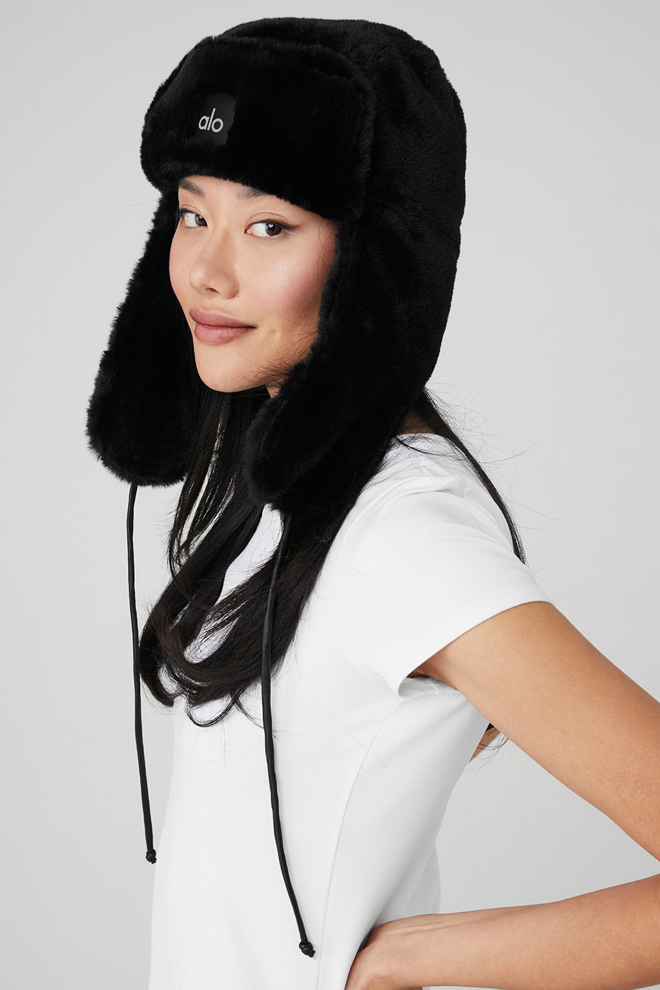 Black Unisex Alo Yoga Faux Fur Polar Hats | ZNP-827649