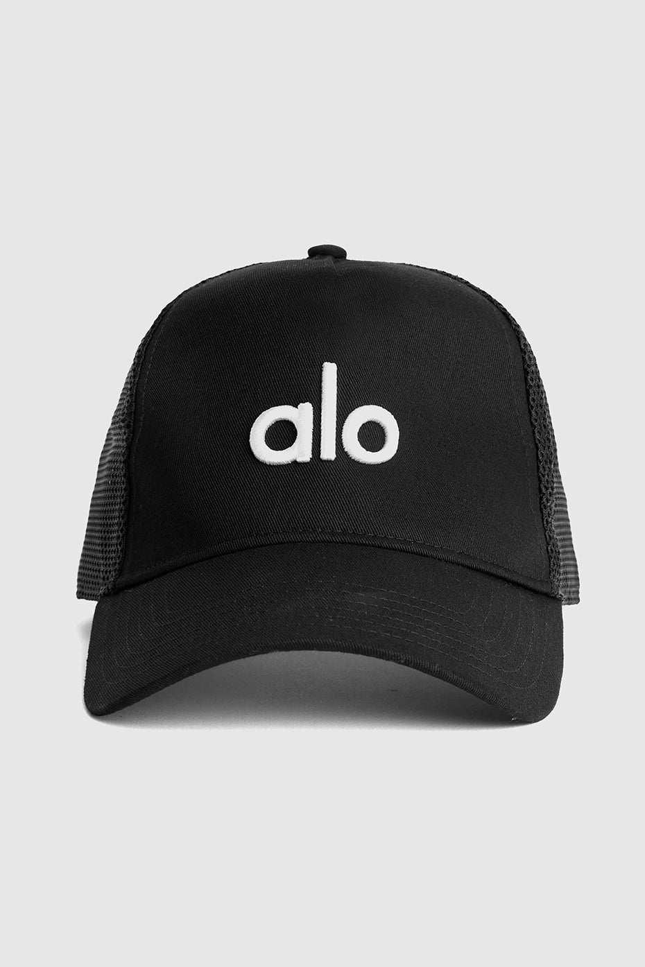 Black / White Unisex Alo Yoga District Trucker Hats | JHI-384597