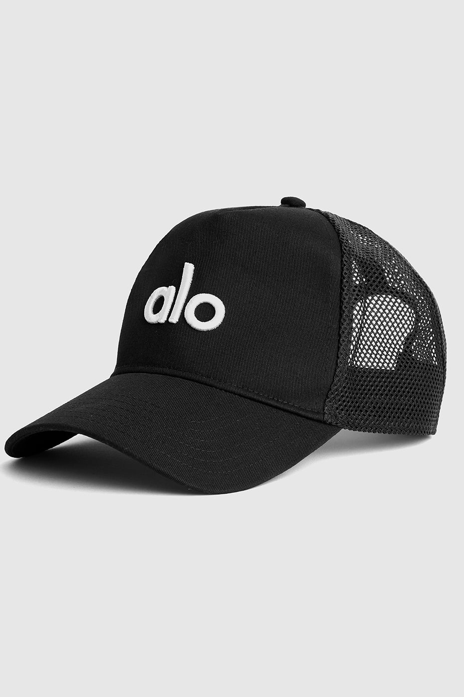 Black / White Unisex Alo Yoga District Trucker Hats | JHI-384597