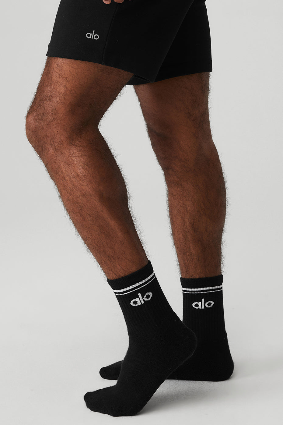 Black / White Unisex Alo Yoga Half-Crew Throwback Socks | UKE-054286