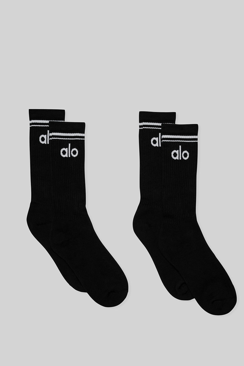 Black / White Unisex Alo Yoga Throwback (2 Pack) Socks | OPD-129845