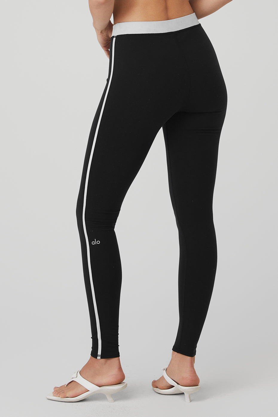 Black / White Women's Alo Yoga Airbrush High-Waist Streamlined Leggings | FOH-172638