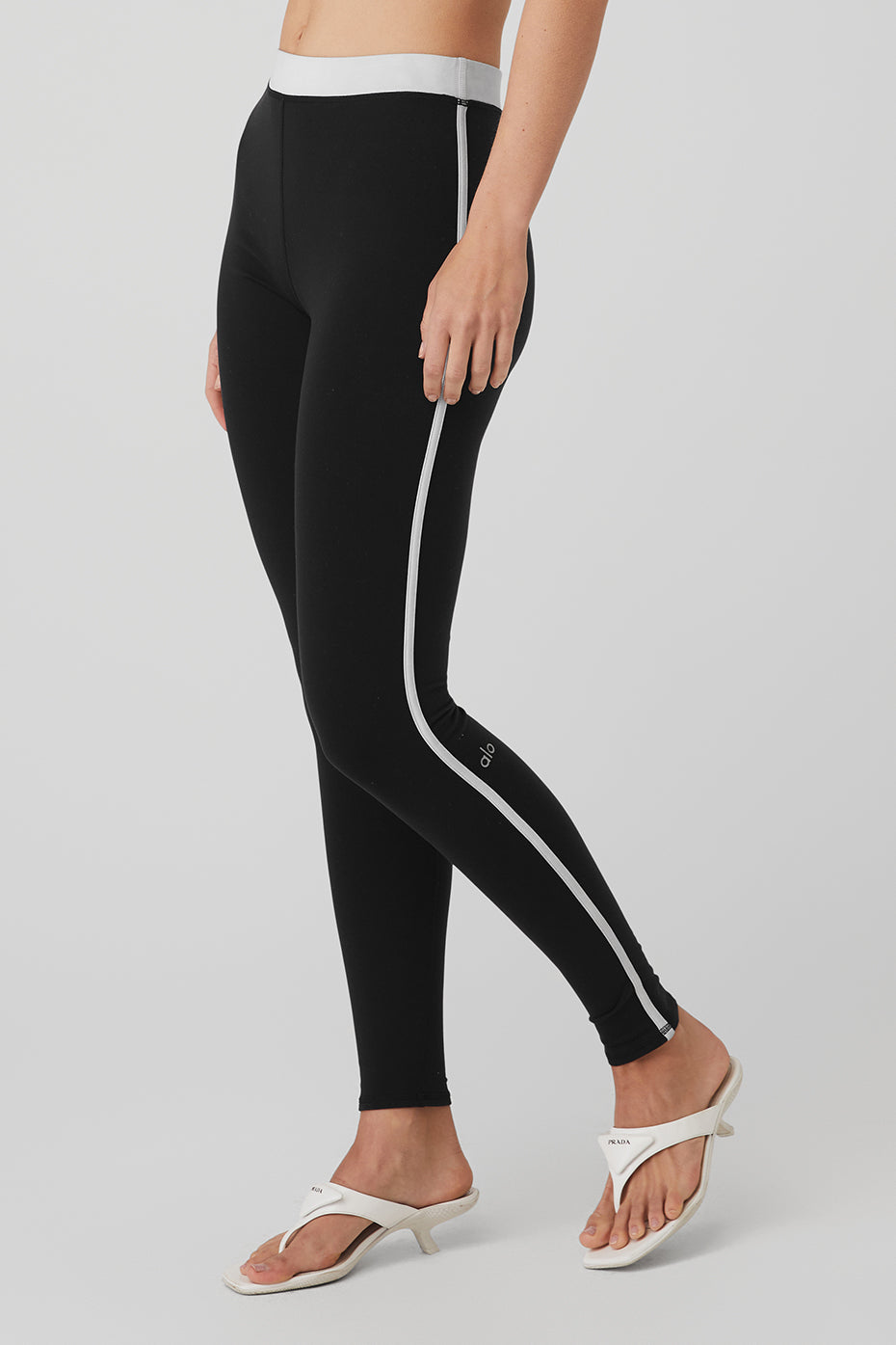 Black / White Women's Alo Yoga Airbrush High-Waist Streamlined Leggings | FOH-172638