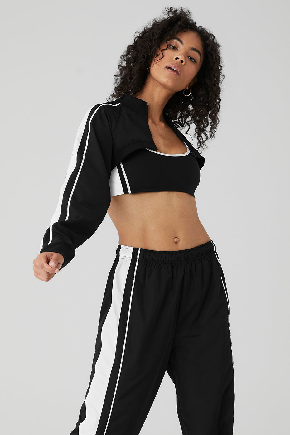 Black / White Women's Alo Yoga Racetrack Shrug Jackets | CBE-926704