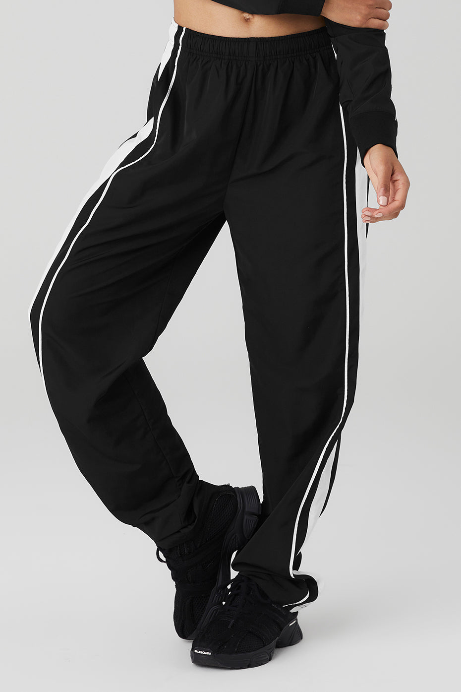 Black / White Women's Alo Yoga Racetrack Pants | CYA-281465