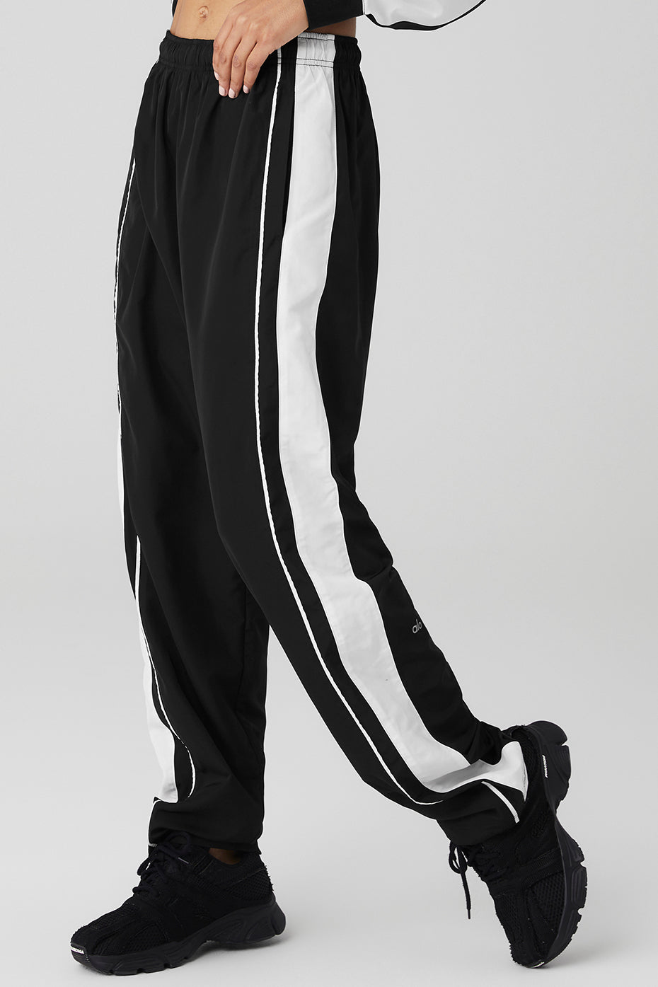 Black / White Women's Alo Yoga Racetrack Pants | CYA-281465