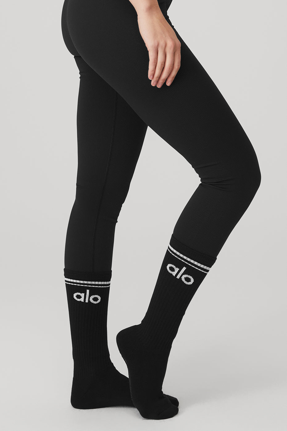 Black / White Women's Alo Yoga Throwback Barre Socks | BFL-627951