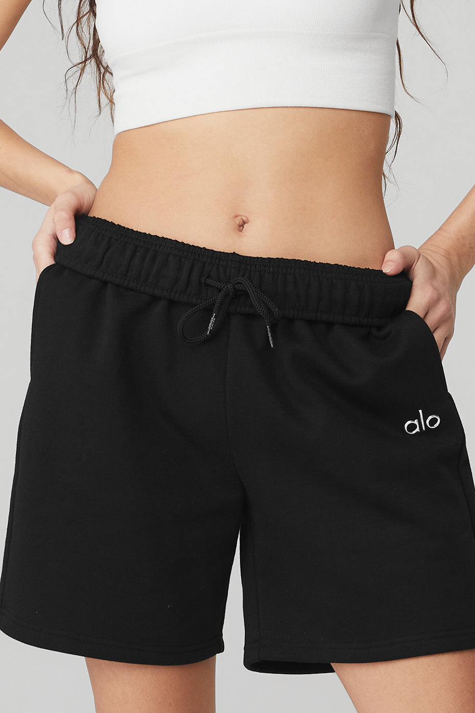 Black Women's Alo Yoga Accolade Sweat Shorts | JXS-640317