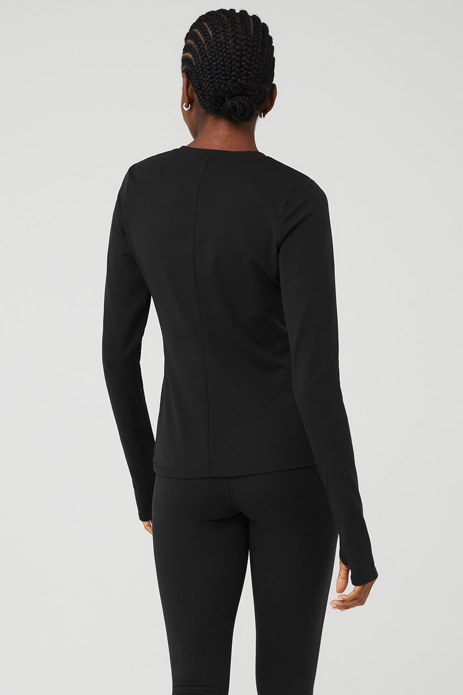 Black Women's Alo Yoga Airbrush Winter Warm Nocturne Long Sleeve | DXU-568243