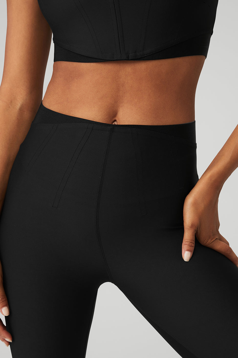 Black Women's Alo Yoga Airlift High-Waist 7/8 Corset Leggings | KQW-923561