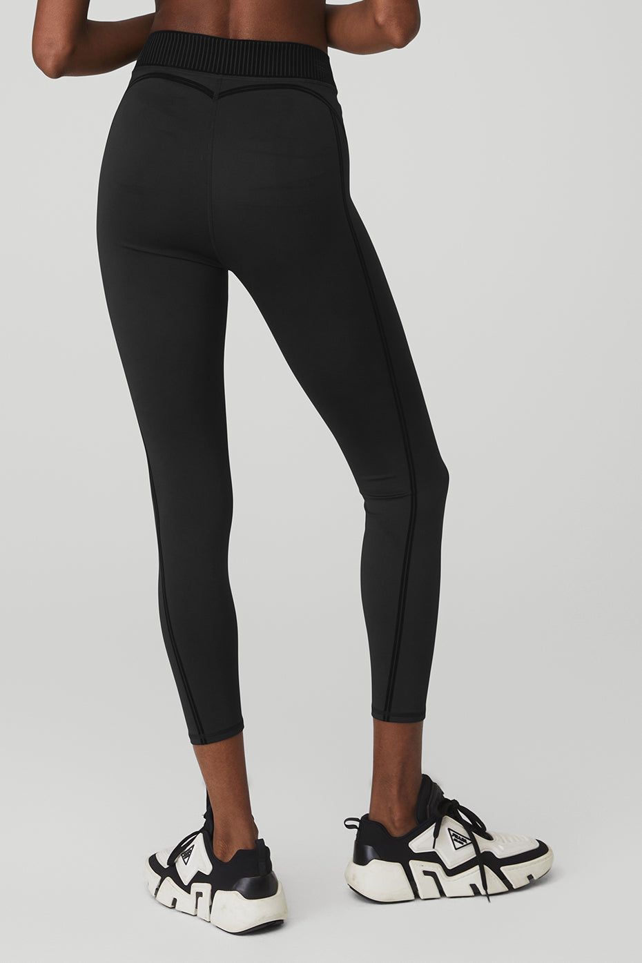 Black Women's Alo Yoga Airlift High-Waist 7/8 Line Up Leggings | YDU-093451