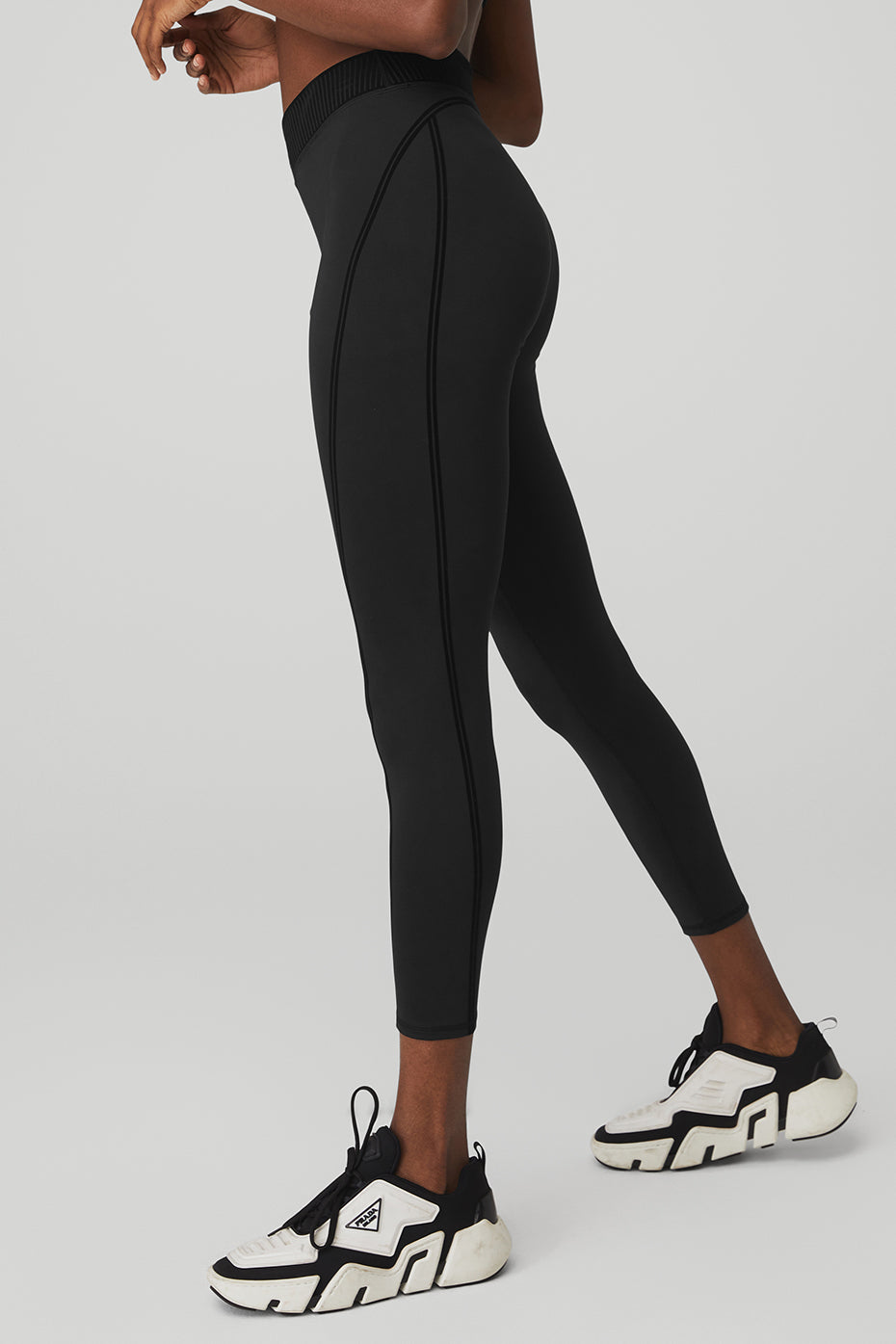 Black Women's Alo Yoga Airlift High-Waist 7/8 Line Up Leggings | YDU-093451