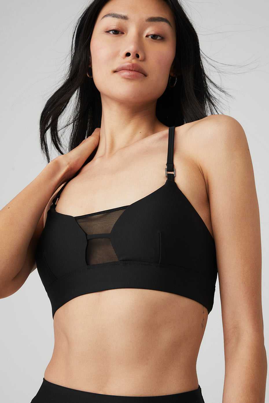 Black Women's Alo Yoga Airlift Mesh Allure Bras | SBQ-782603