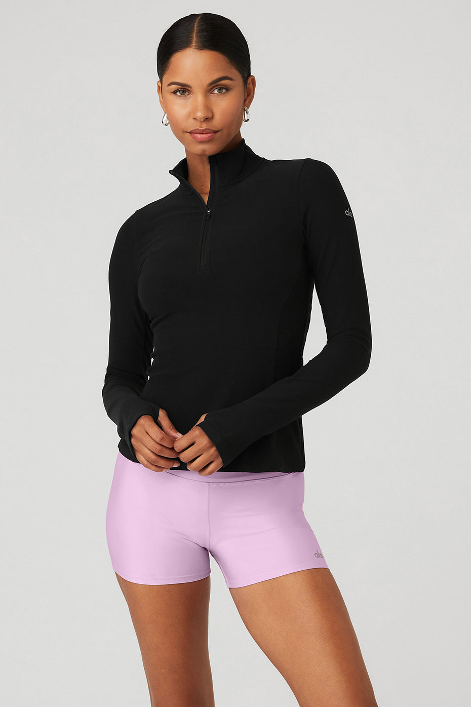 Black Women\'s Alo Yoga Alosoft 1/2 Zip Rapid Pullover Long Sleeve | HWL-036152