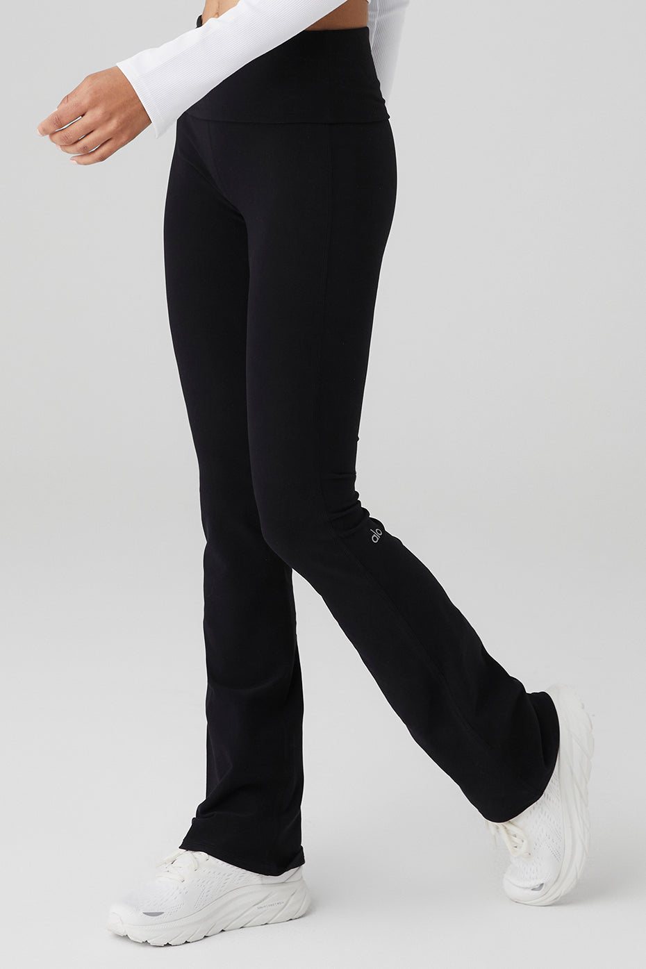 Black Women's Alo Yoga Alosoft Low-Rise Foldover Bootcut Leggings | LFW-694807