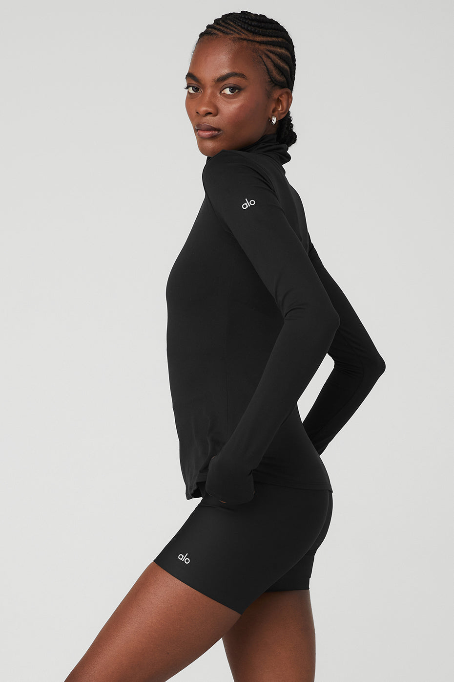 Black Women's Alo Yoga Alosoft Refine Turtleneck Long Sleeve | LEW-495306