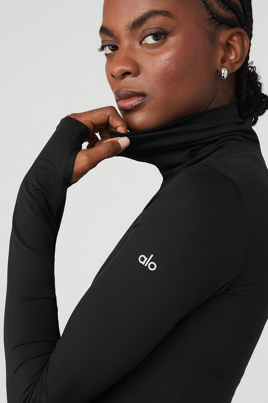 Black Women's Alo Yoga Alosoft Refine Turtleneck Long Sleeve | LEW-495306