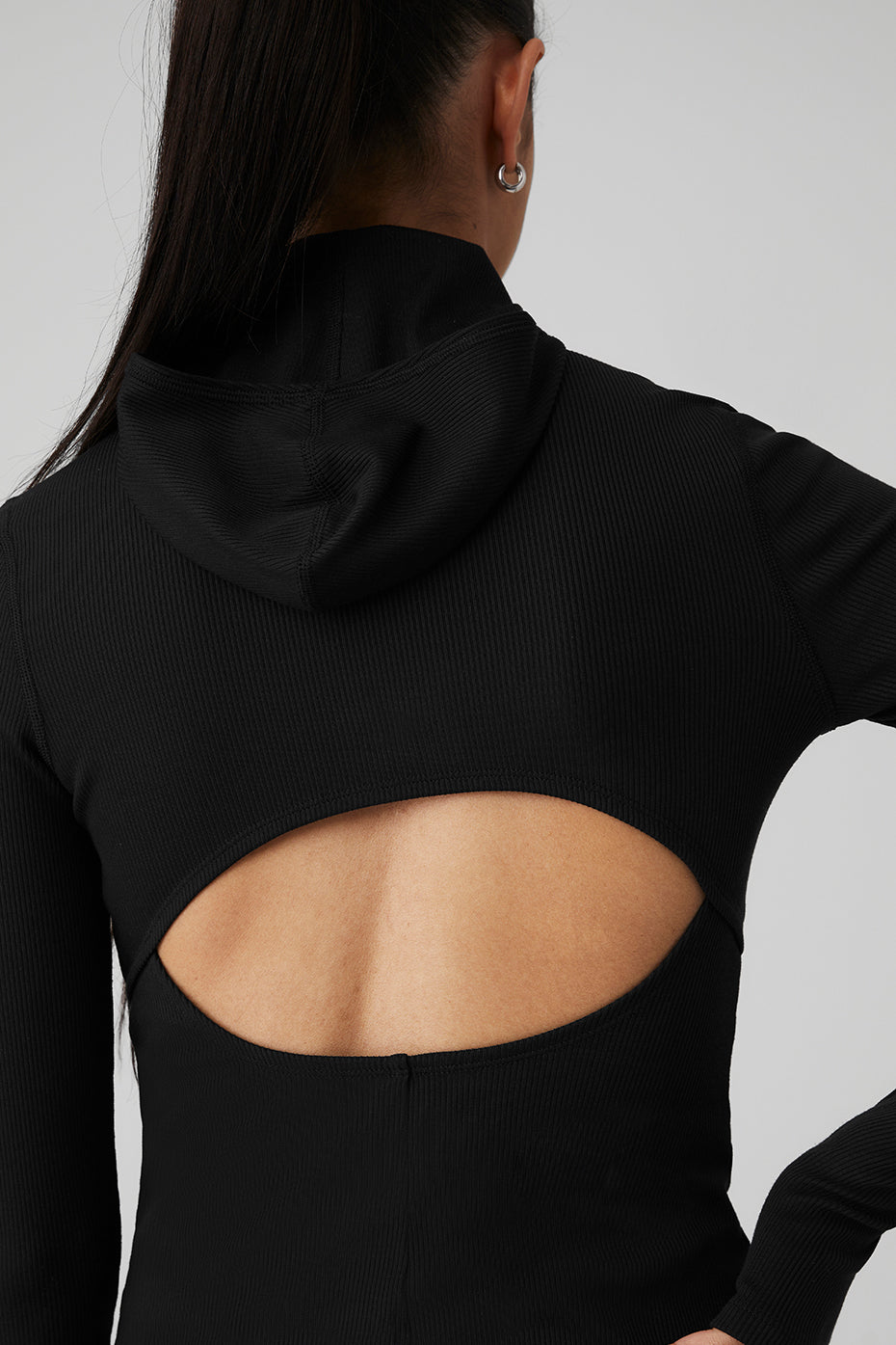 Black Women's Alo Yoga Alosoft Ribbed Frontrunner Long Sleeve | OLS-219467