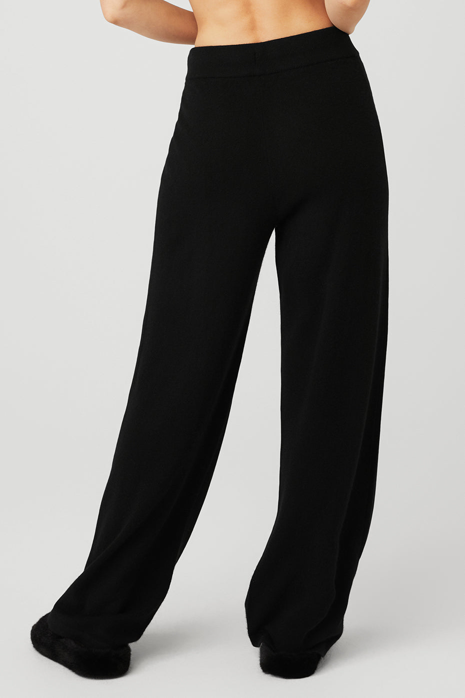 Black Women's Alo Yoga Cashmere High-Waist Jet Set Wide Leg Sweatpants | BGW-816324