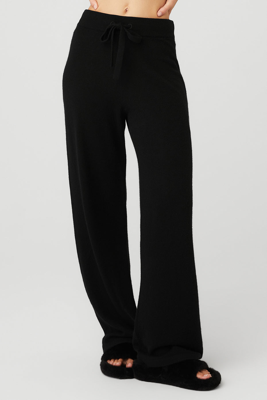 Black Women\'s Alo Yoga Cashmere High-Waist Jet Set Wide Leg Sweatpants | BGW-816324