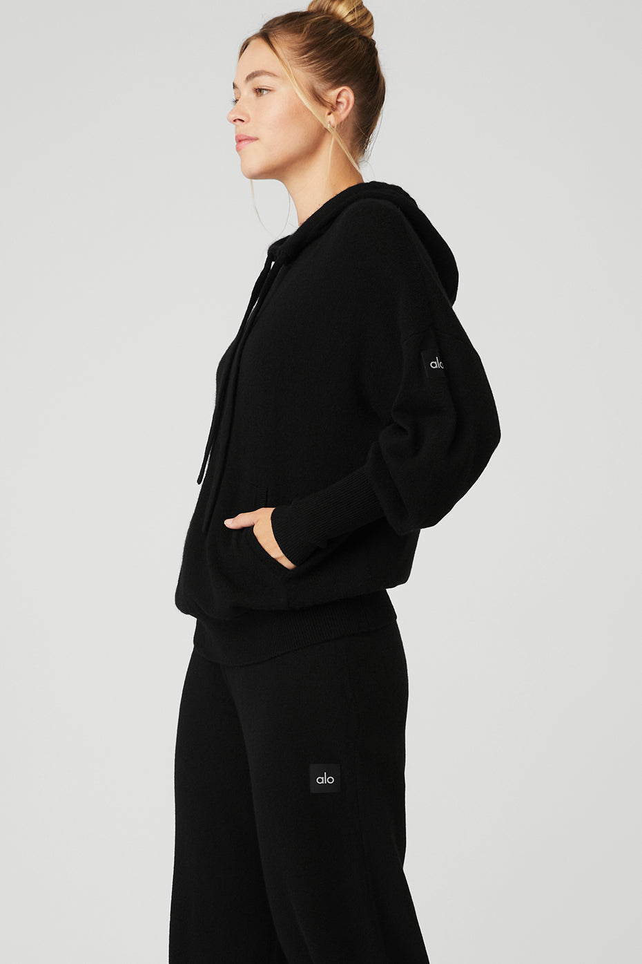 Black Women's Alo Yoga Cashmere Jet Set Hoodie | ACK-293784